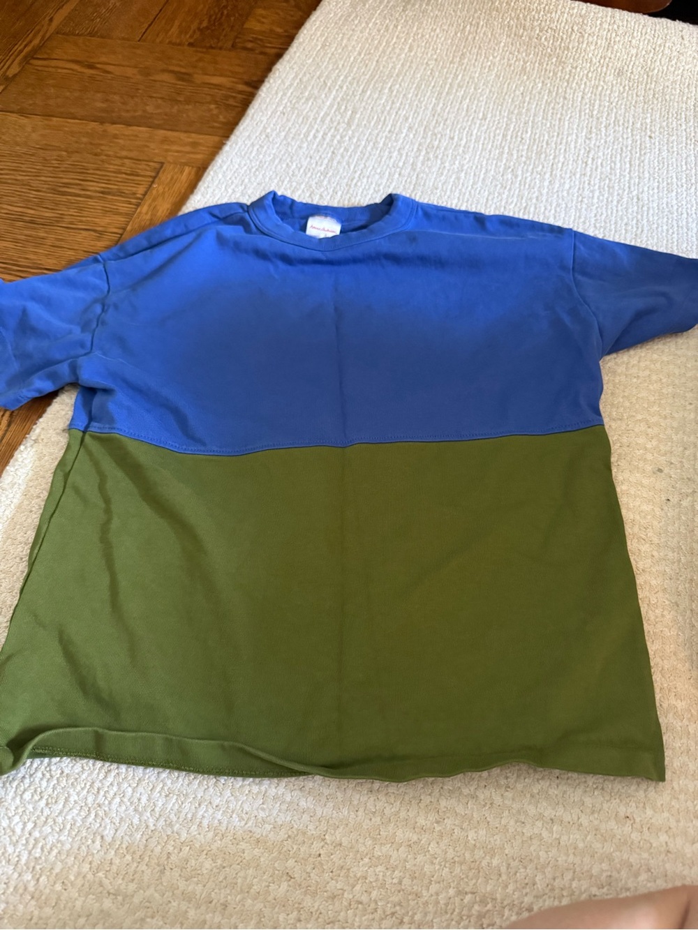 Hanna Andersson Blue and Olive Green Colorblock Tee